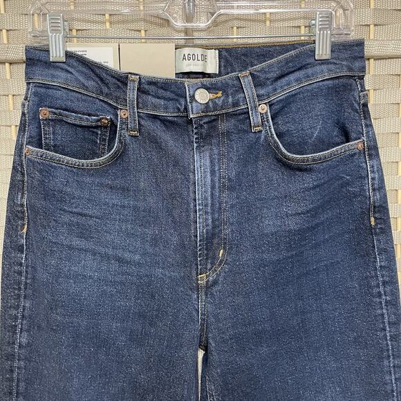 AGOLDE High Rise STOVEPIPE Jeans Women 28 Medium Blue SONG Wash SOFT STRETCH NEW - Picture 3 of 10